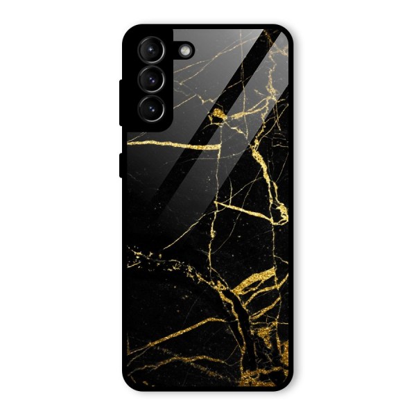 Black And Gold Design Glass Back Case for Galaxy S21 Plus