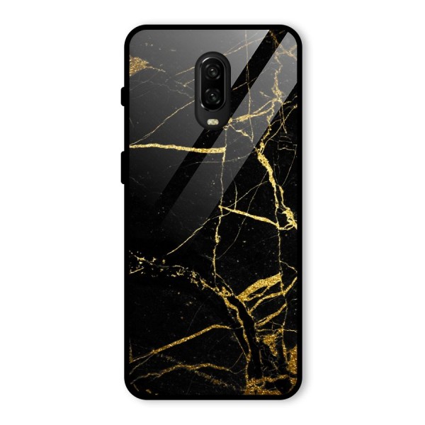 Black And Gold Design Glass Back Case for OnePlus 6T