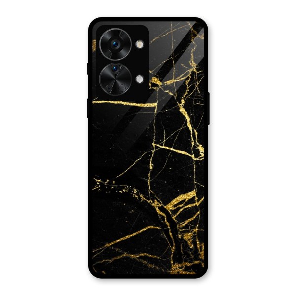 Black And Gold Design Glass Back Case for OnePlus Nord 2T