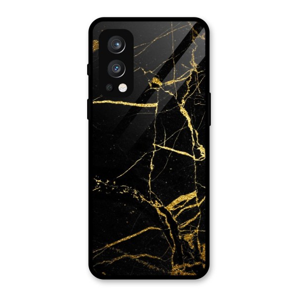 Black And Gold Design Glass Back Case for OnePlus Nord 2 5G