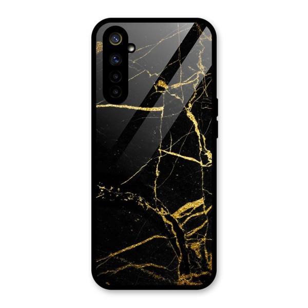 Black And Gold Design Glass Back Case for Realme 6