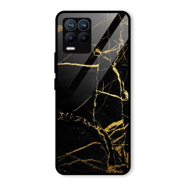 Black And Gold Design Glass Back Case for Realme 8 Pro