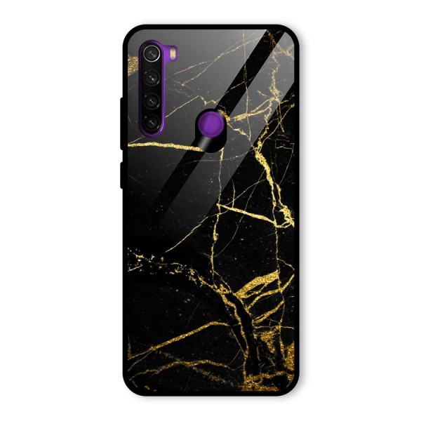 Black And Gold Design Glass Back Case for Redmi Note 8