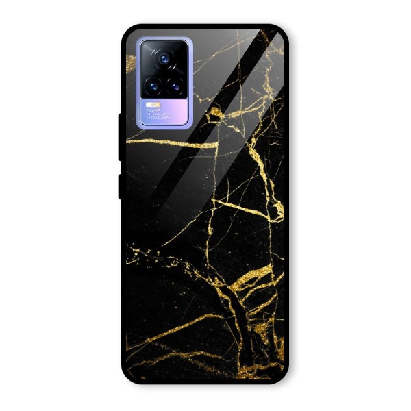 Black And Gold Design Glass Back Case for Vivo Y73