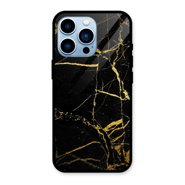 Black And Gold Design Glass Back Case for iPhone 13 Pro