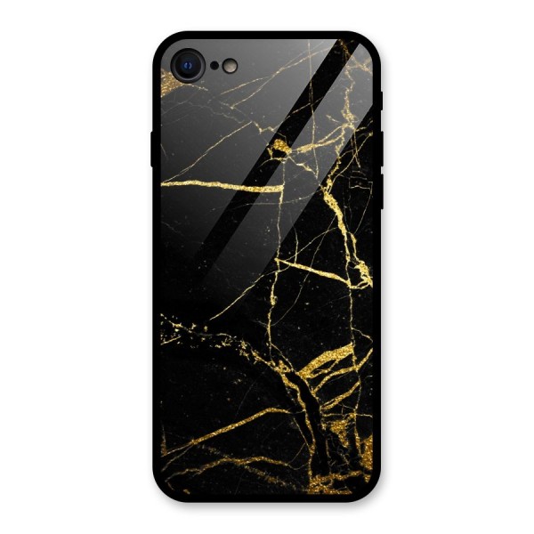 Black And Gold Design Glass Back Case for iPhone SE 2022