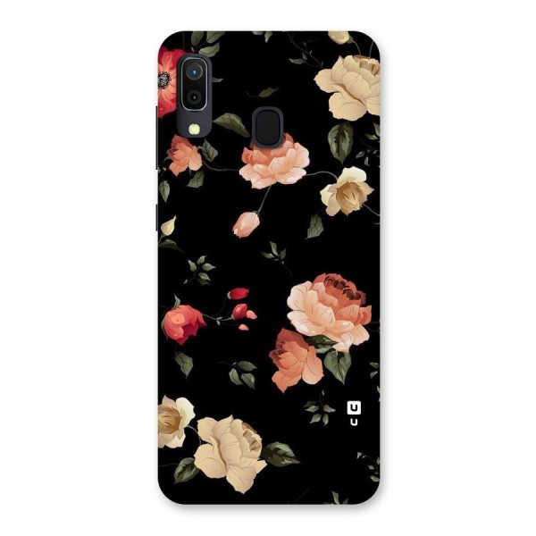 Black Artistic Floral Back Case for Galaxy A20