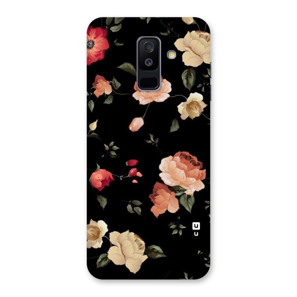Black Artistic Floral Back Case for Galaxy A6 Plus