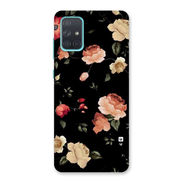 Black Artistic Floral Back Case for Galaxy A71