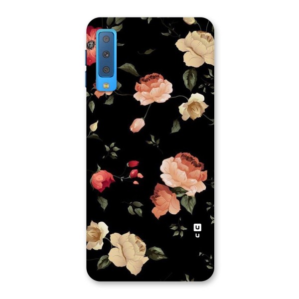 Black Artistic Floral Back Case for Galaxy A7 (2018)