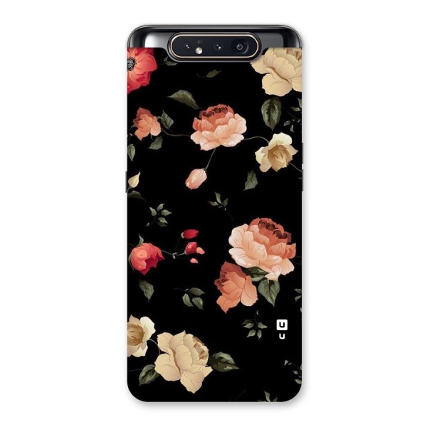 Black Artistic Floral Back Case for Galaxy A80