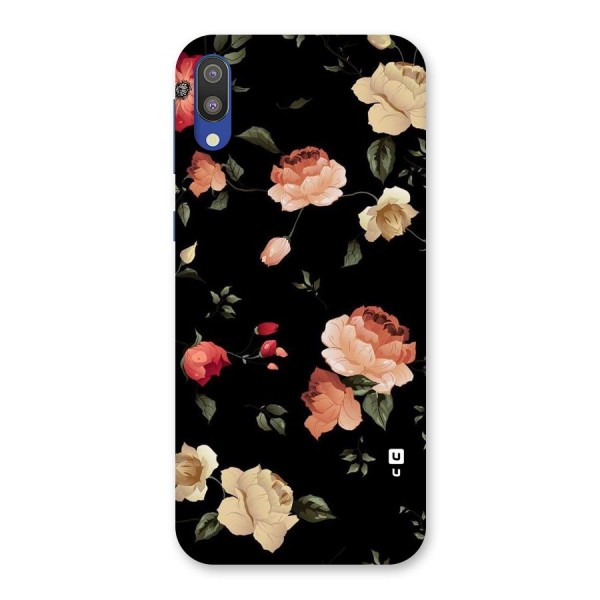 Black Artistic Floral Back Case for Galaxy M10