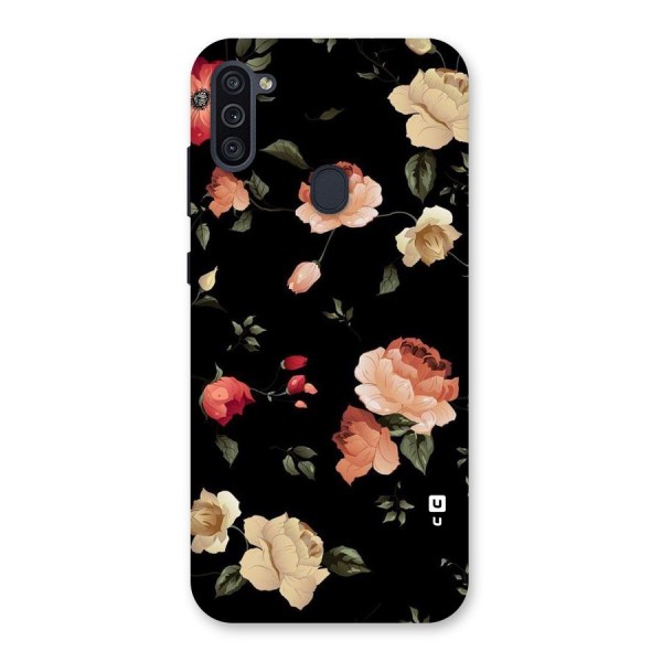 Black Artistic Floral Back Case for Galaxy M11