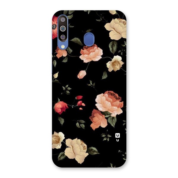 Black Artistic Floral Back Case for Galaxy M30