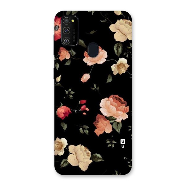 Black Artistic Floral Back Case for Galaxy M30s