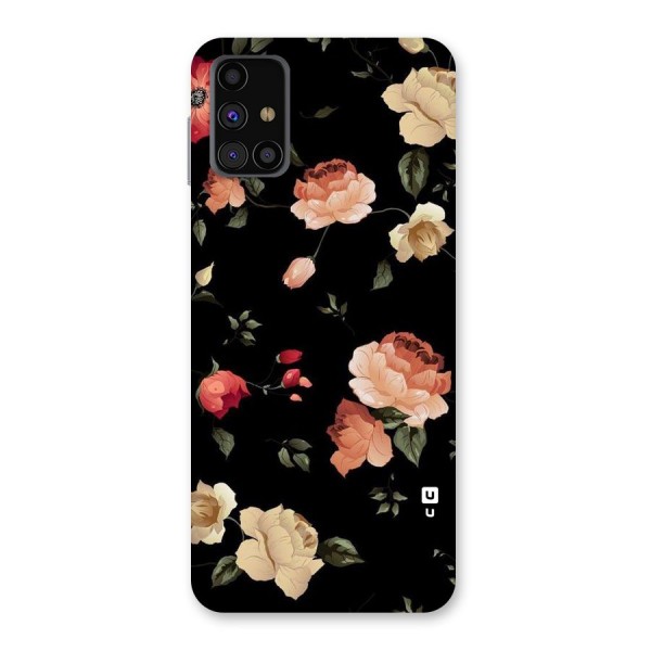Black Artistic Floral Back Case for Galaxy M31s