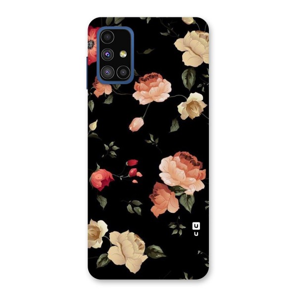 Black Artistic Floral Back Case for Galaxy M51