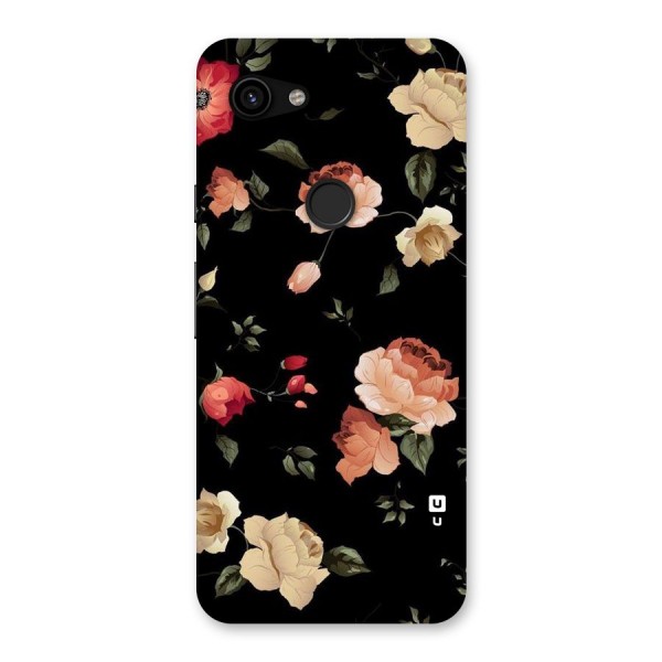 Black Artistic Floral Back Case for Google Pixel 3a