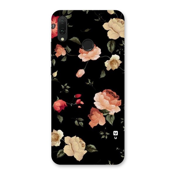 Black Artistic Floral Back Case for Huawei Y9 (2019)