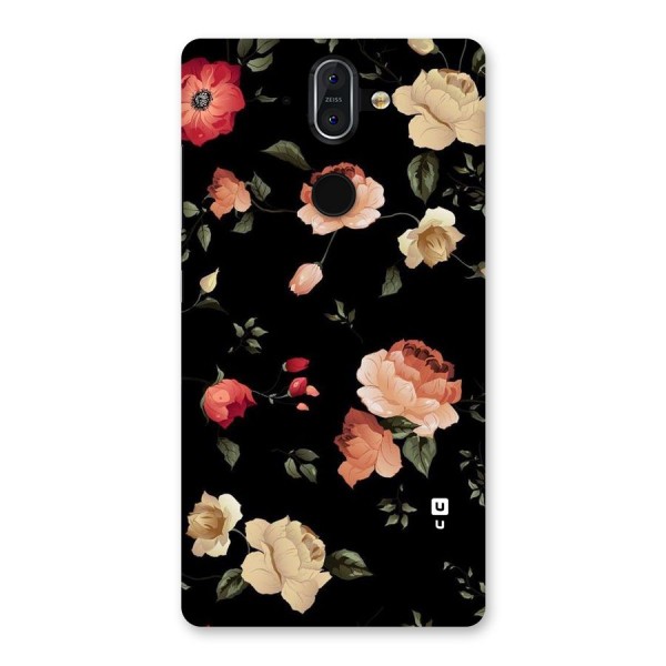 Black Artistic Floral Back Case for Nokia 8 Sirocco