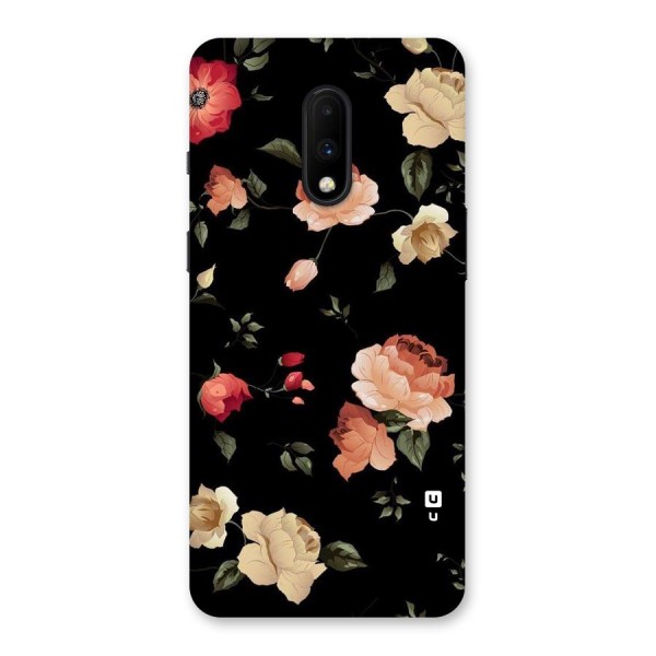 Black Artistic Floral Back Case for OnePlus 7