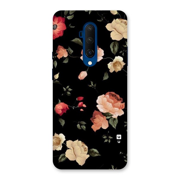 Black Artistic Floral Back Case for OnePlus 7T Pro