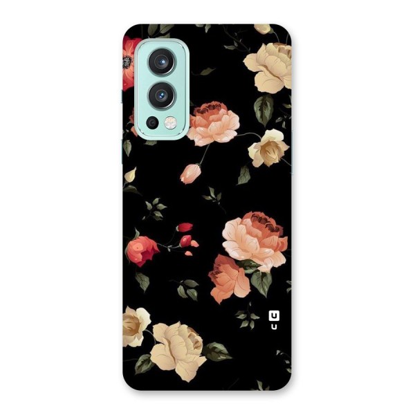 Black Artistic Floral Back Case for OnePlus Nord 2 5G