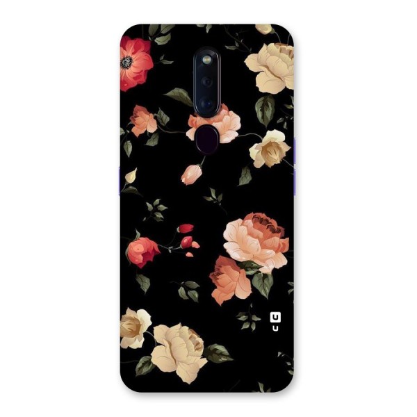 Black Artistic Floral Back Case for Oppo F11 Pro