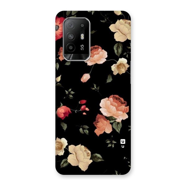 Black Artistic Floral Back Case for Oppo F19 Pro Plus 5G