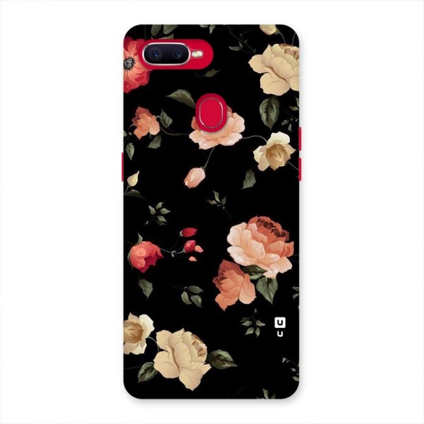 Black Artistic Floral Back Case for Oppo F9 Pro