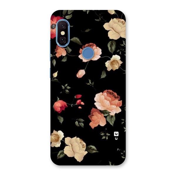Black Artistic Floral Back Case for Redmi Note 6 Pro
