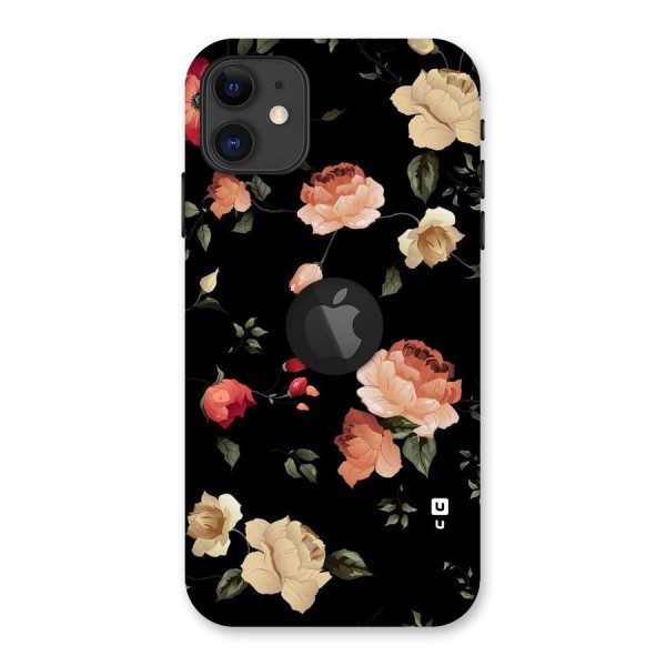 Black Artistic Floral Back Case for iPhone 11 Logo Cut
