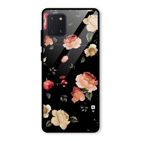 Black Artistic Floral Glass Back Case for Galaxy Note 10 Lite