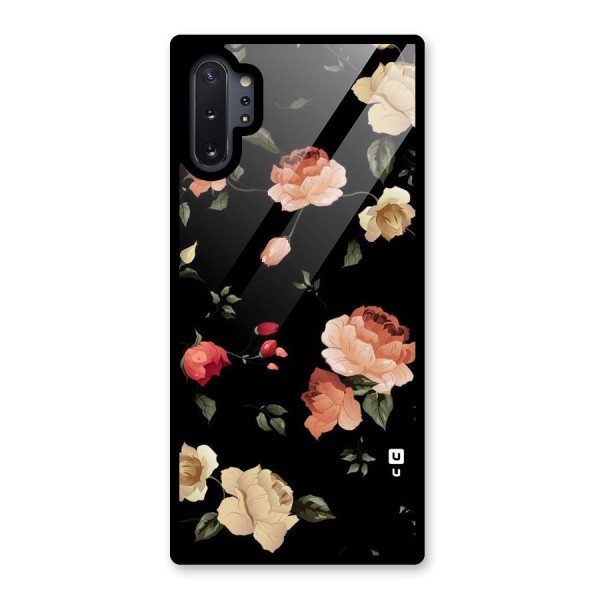 Black Artistic Floral Glass Back Case for Galaxy Note 10 Plus