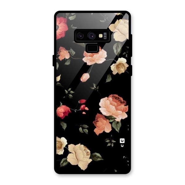 Black Artistic Floral Glass Back Case for Galaxy Note 9