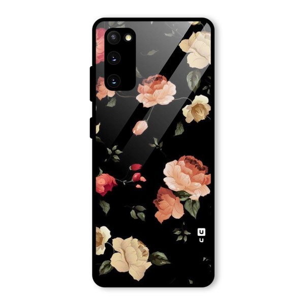 Black Artistic Floral Glass Back Case for Galaxy S20 FE