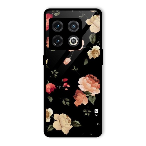 Black Artistic Floral Glass Back Case for OnePlus 10 Pro 5G