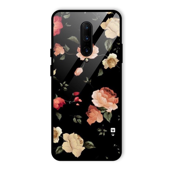 Black Artistic Floral Glass Back Case for OnePlus 7 Pro