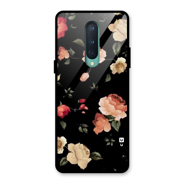 Black Artistic Floral Glass Back Case for OnePlus 8