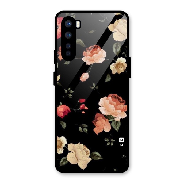 Black Artistic Floral Glass Back Case for OnePlus Nord