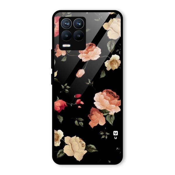 Black Artistic Floral Glass Back Case for Realme 8 Pro