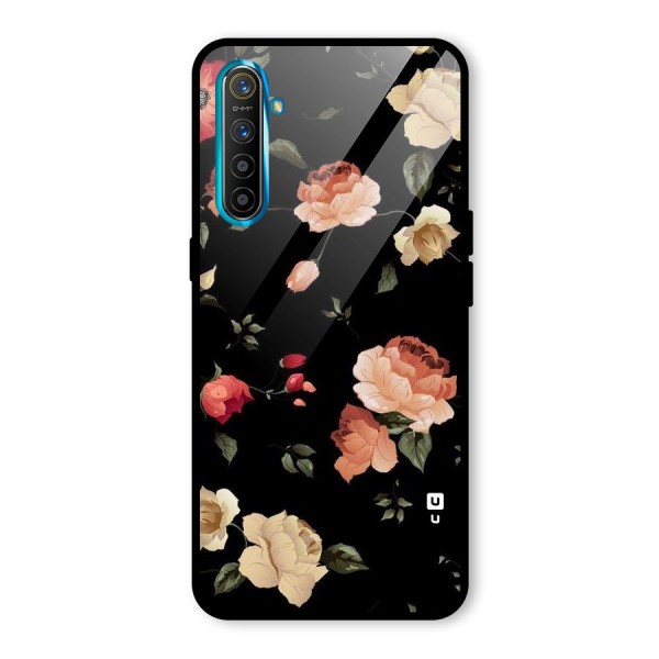Black Artistic Floral Glass Back Case for Realme X2