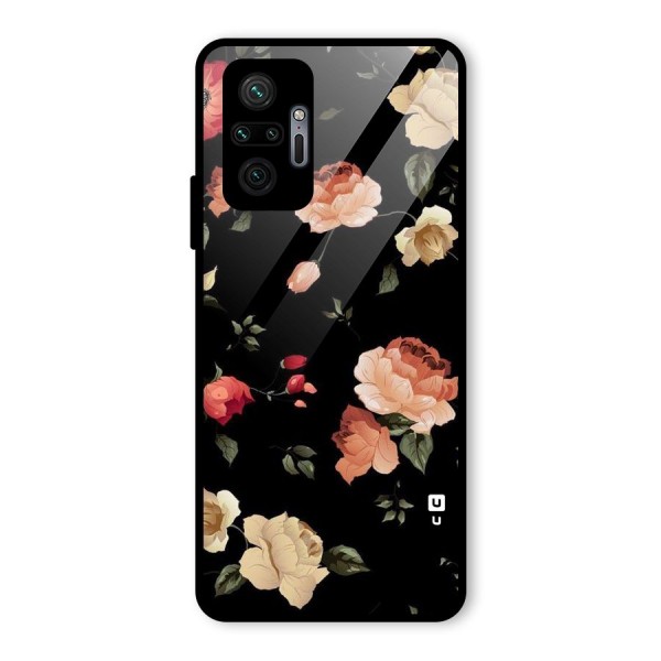 Black Artistic Floral Glass Back Case for Redmi Note 10 Pro Max