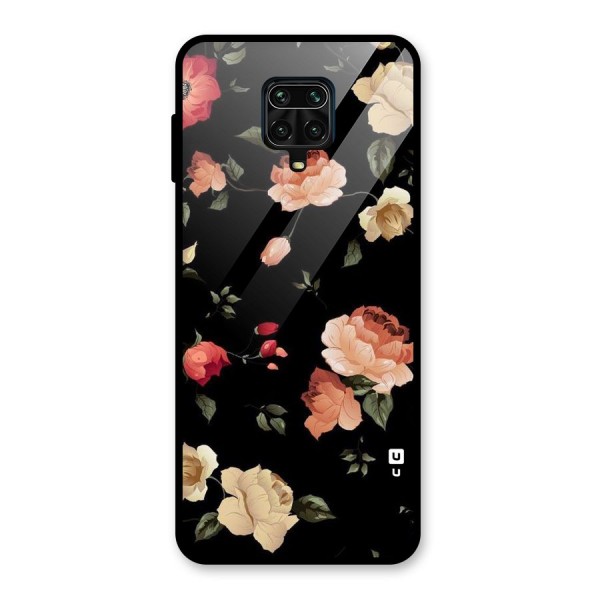 Black Artistic Floral Glass Back Case for Redmi Note 9 Pro Max