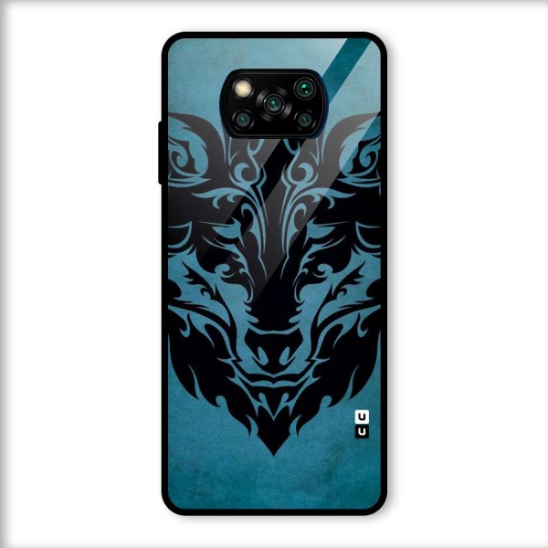 Black Artistic Wolf Glass Back Case for Poco X3