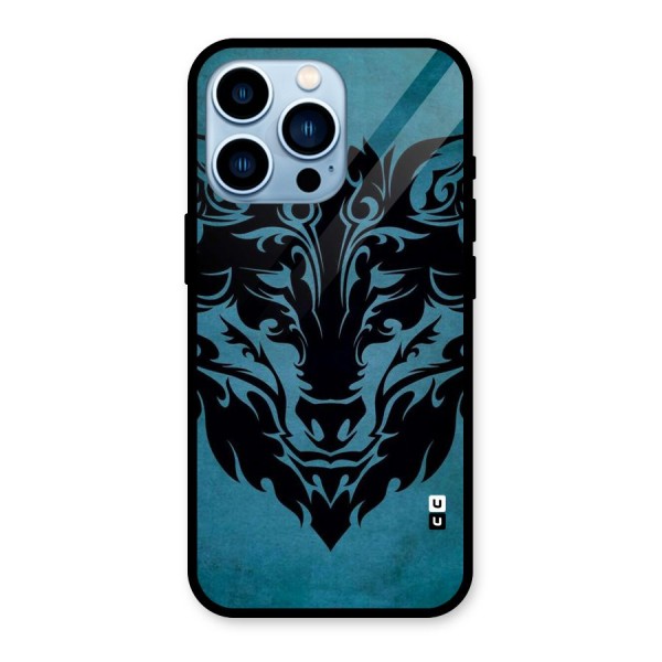 Black Artistic Wolf Glass Back Case for iPhone 13 Pro