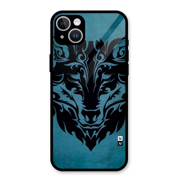 Black Artistic Wolf Glass Back Case for iPhone 14 Plus