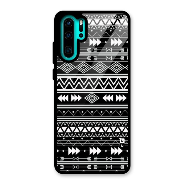 Black Aztec Creativity Glass Back Case for Huawei P30 Pro