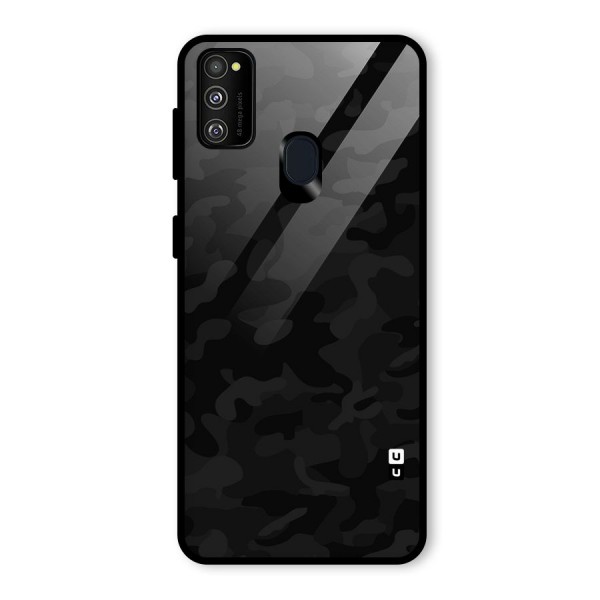 Black Camouflage Glass Back Case for Galaxy M21