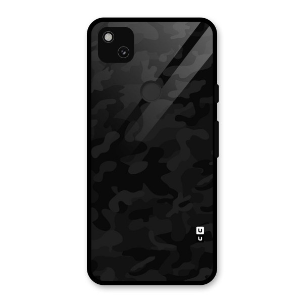 Black Camouflage Glass Back Case for Google Pixel 4a